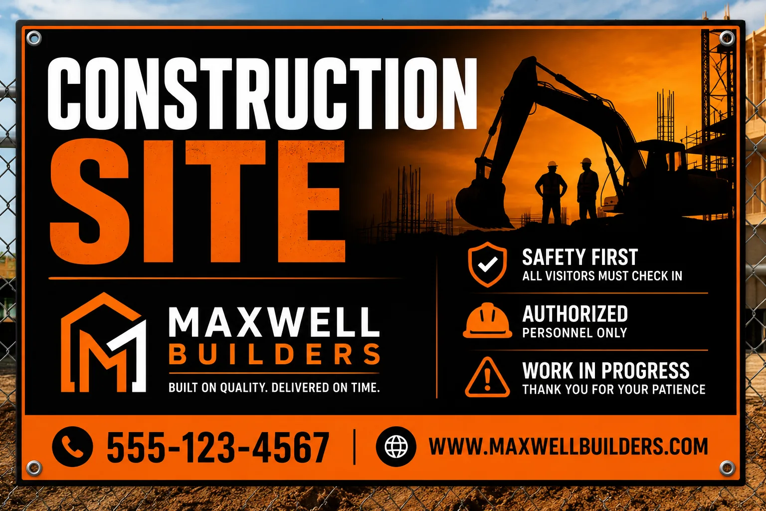 Construction site sign design marketing 1