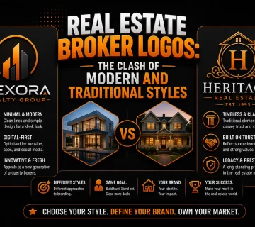 Real Estate Broker Logos The Clash of Modern and Traditional Styles 360x320