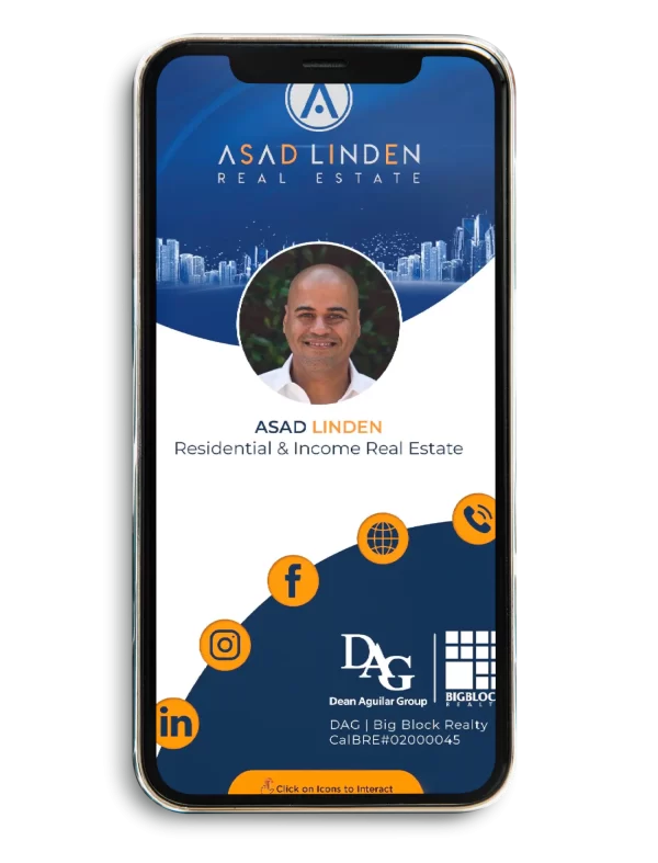 Exemple de carte d’affaires numérique cliquable affichée sur un téléphone