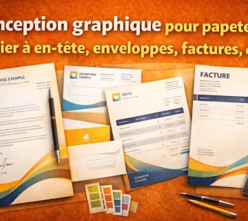 Conception graphique pour papeterie papier a en tete enveloppes factures devis… 360x320