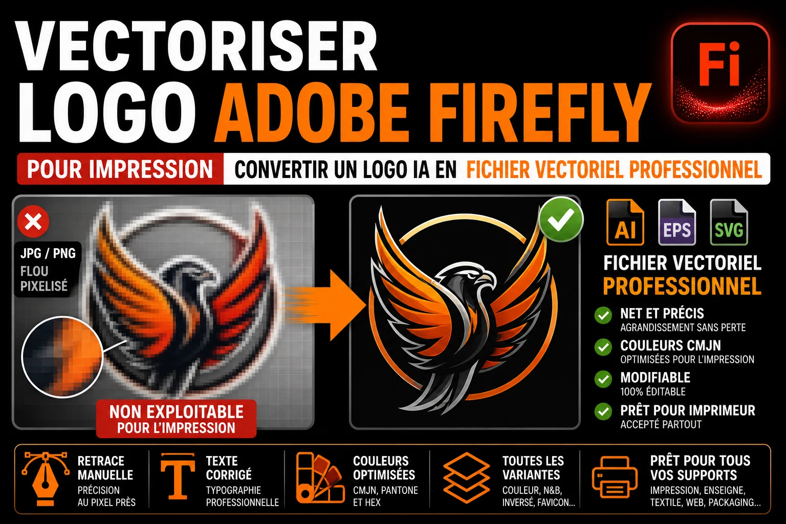 Vectoriser un Logo Adobe Firefly : PNG en Vectoriel AI EPS Pro