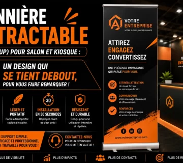 Banniere retractable roll up pour salon et kiosque 360x320
