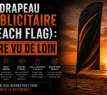 Drapeau publicitaire beach flag 360x320