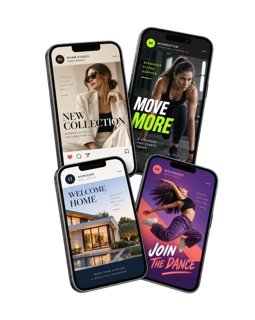Examples of custom Facebook cover banners created for businesses and groups