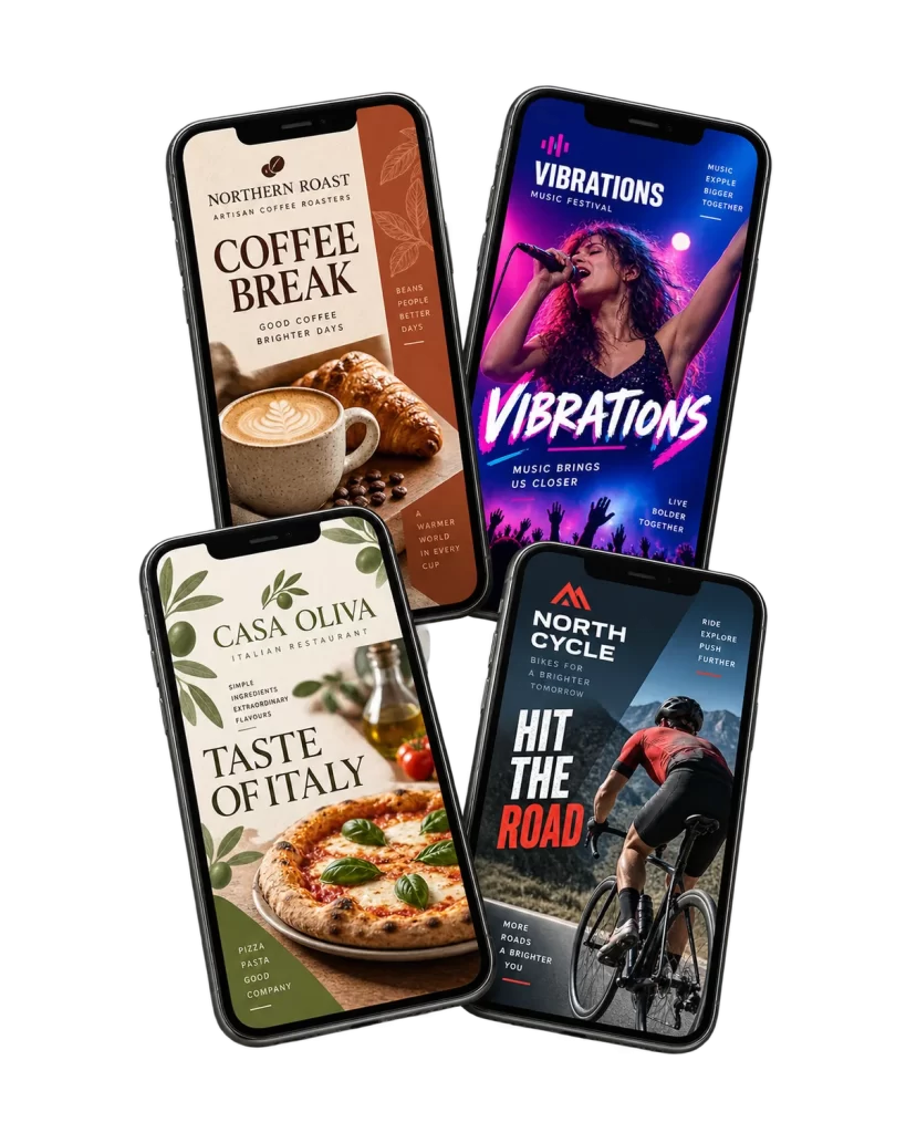 Examples of custom vertical visuals for Snapchat stories