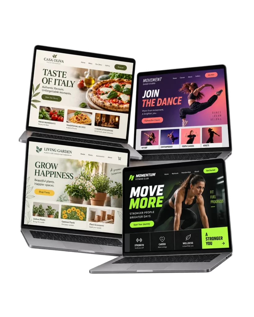 Landing page mockups adapted to several screens