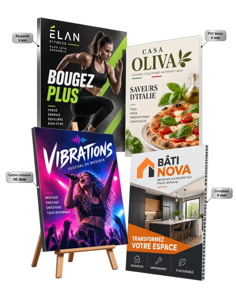 Affiches rigides et Alupanel : exemples de réalisations sur mesure