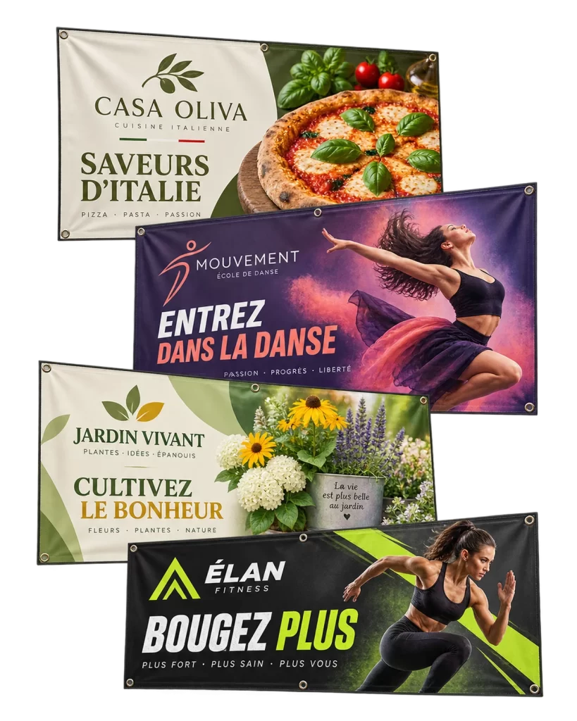 Bannières en vinyle : exemples de réalisations sur mesure