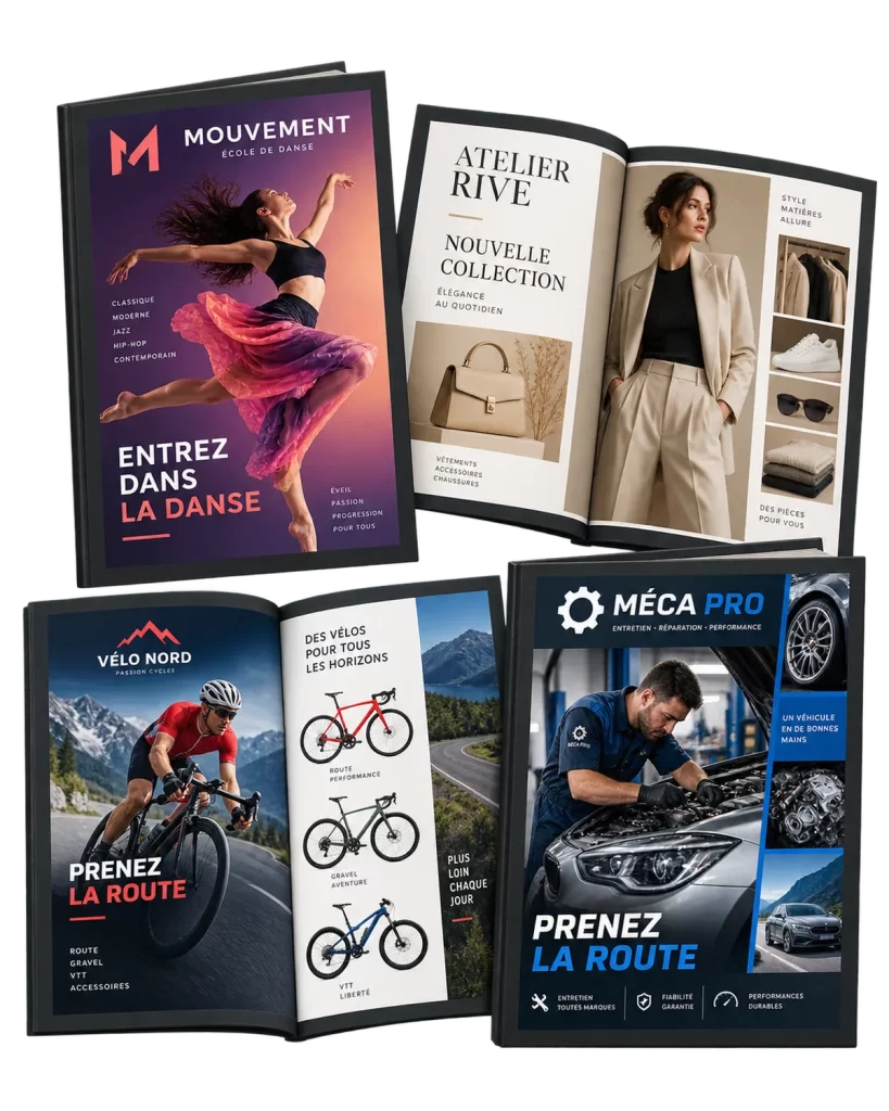 Exemples de catalogues produits créés sur mesure, imprimés et numériques