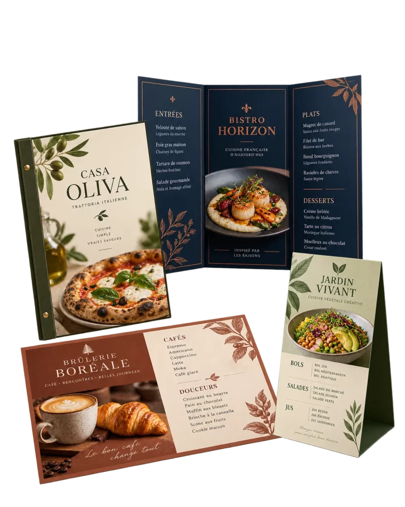Menus de restaurant : exemples de réalisations sur mesure