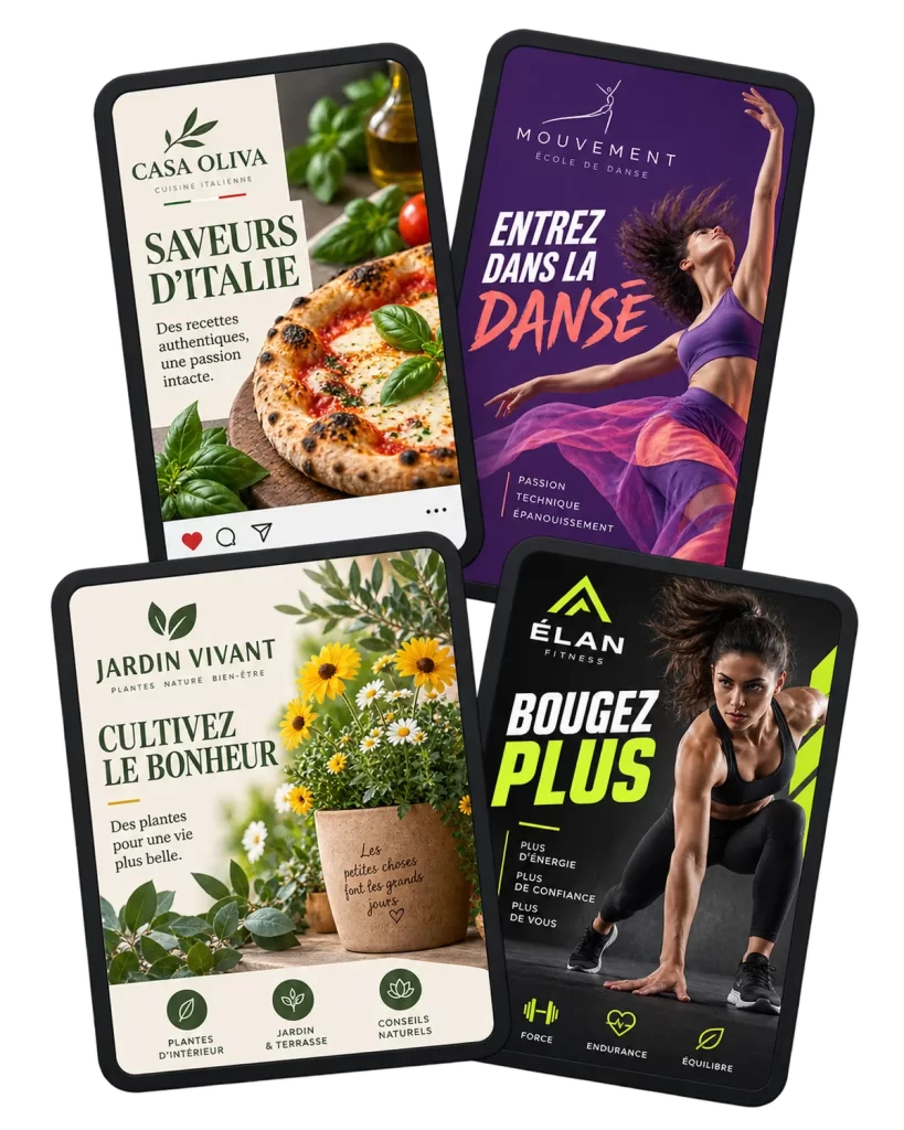 Exemples de visuels publicitaires Instagram créés sur mesure