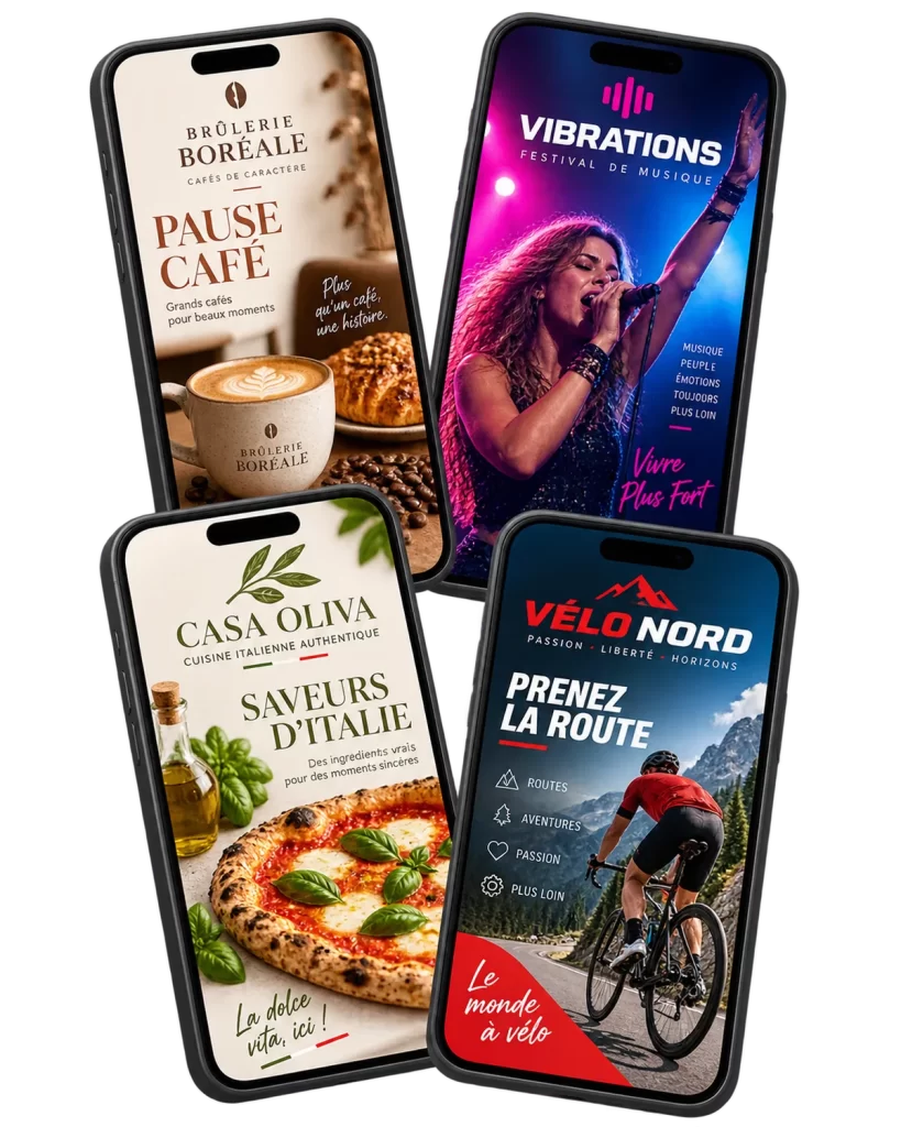 Exemples de visuels verticaux pour stories Snapchat créés sur mesure