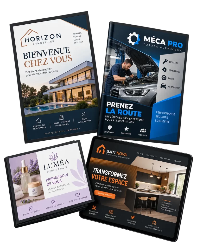 Logos, imprimés, visuels pour les réseaux sociaux et sites internet créés sur mesure