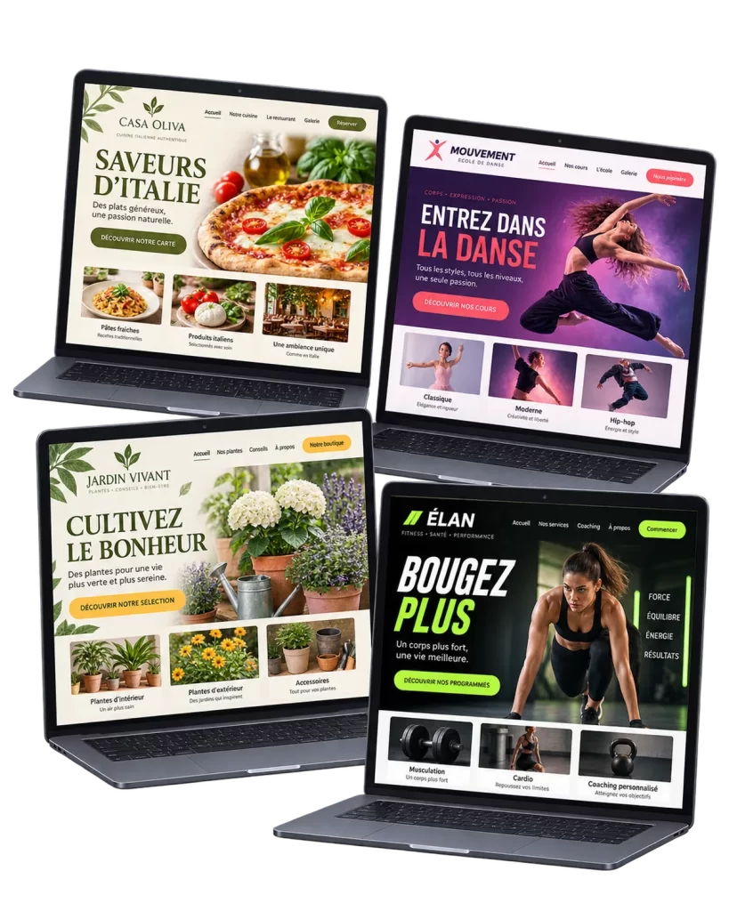 Maquettes de landing pages adaptées à plusieurs écrans